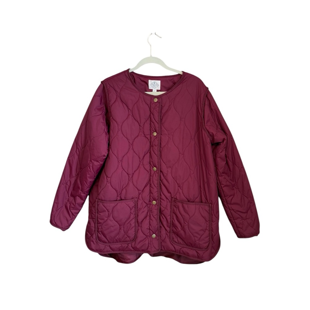 St John’s Bay Quilted Snap Button Jacket Lightweight Packable Shacket Wo…
